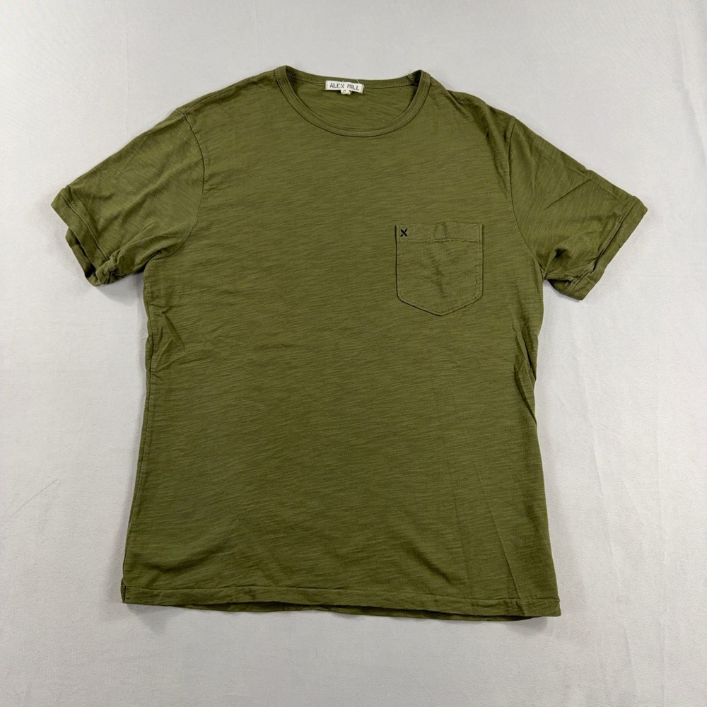 Alex Mill T-Shirt Slub Cotton Short Sleeve Pocket Tee Olive Green Mens Size M